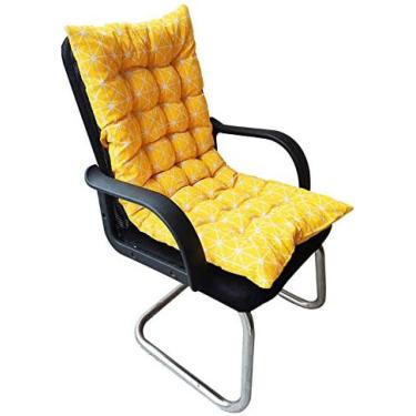 Imagem de Almofada Para Cadeira De Jardim Com Encosto Alto Fora Do Pátio Espreguiçadeira Almofada Grossa Acolchoada Cadeira De Vime Assentos De Balanço Almofada Encosto,Amarelo,40x90cm,bonny369
