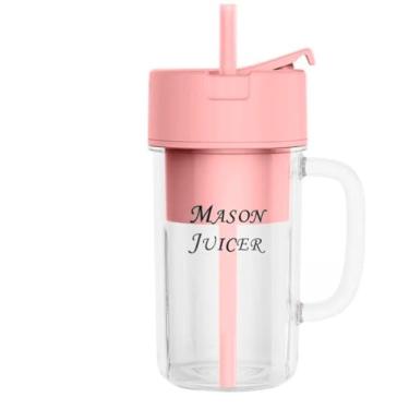 Imagem de Mini Liquidificador Copo Elétrico Portátil Canudo Mixer USB Recarregável Batedor Shake Frutas Whey Suco Fitness Academia Vitaminas 340ML Turbo (ROSA)