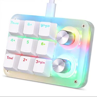 Imagem de Koolertron Teclado mecânico de 9 teclas com 2 botões programáveis, teclado macro para jogos retroiluminado por LED, teclado numérico totalmente personalizável para PC
