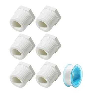 Imagem de Zlirfy 6 peças de plugue de drenagem de aquecedor de água NPT de 1/2 polegada, plugue de drenagem de aquecedor de água quente RV com fita, acessórios de carro 11630 91857 plugue de drenagem de plástico branco, compatível com trailer campista e aquecedor de água Atwood
