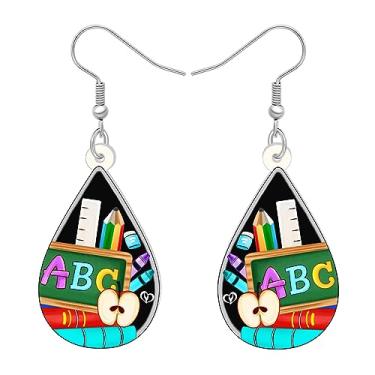 Imagem de DALANE Brincos de acrílico para professores, estante de livros, pingente de volta às aulas, presentes de agradecimento para professores para mulheres, meninas e crianças, Medium, Acrílico, Sem pedra