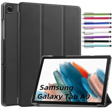 Imagem de elitegadget Capa para Samsung Galaxy Tab A9+ Plus (SM-X210/X215/X216) - Capa leve com três dobras para tablet Galaxy Tab A9+ de 11 polegadas lançado em 2023 + 1 caneta Stylus (preto)