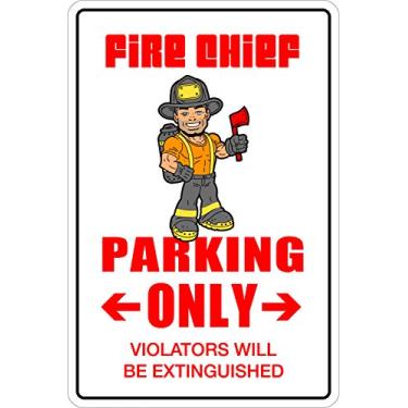 Imagem de StickerPirate Fire Chief Parking Only 20.3 cm x 30.5 cm Placa de metal novidade alumínio NS 062