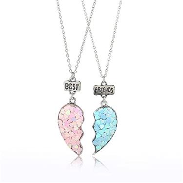 Imagem de COLORFUL BLING 2/3 peças, fofo, coração partido, coala, abacate, gravado, BFF, pingente de corrente ajustável, pulseira para melhor amiga, mulheres, homens, coração dividido para sempre, presentes de
