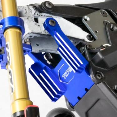 Imagem de Aluminum 7075 Crash Structure for 1/4 LOSI Promoto-MX Motorcycle LOS06002 LOS06000T1 LOS06000T2, RTR Upgrade Parts Front Faucet Seat Support for Losi 1/4 Motorcycle(Blue)