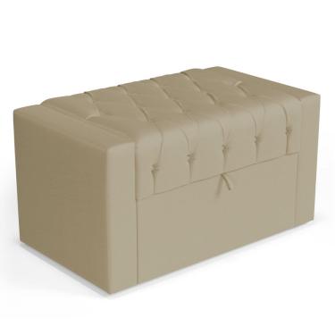Imagem de Calçadeira Báu Solteiro Atena 90cm Capitonê Suede Bege - Desk Design