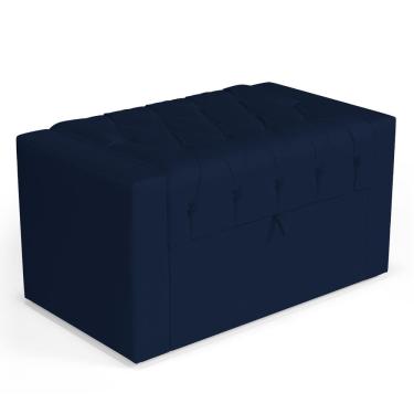 Imagem de Calçadeira Báu Solteiro Atena 90cm Capitonê Suede Azul Marinho - Desk Design