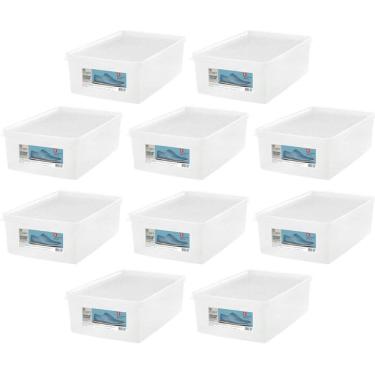 Imagem de 10 Caixas Organizadoras para Calçados Ordene 38 ao 46 com Tampa Multiuso Closet Escritório