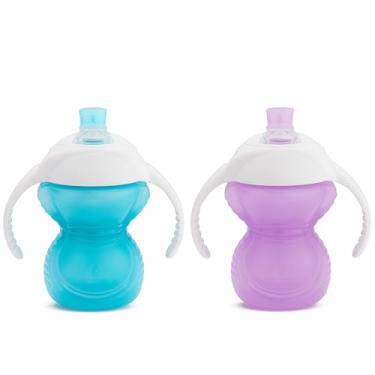 Imagem de Munchkin® Copo de treinamento Click Lock™ à prova de mordidas, 200 ml, pacote com 2, azul/roxo