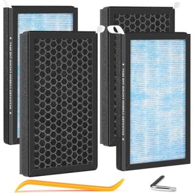 Imagem de Filtro de ar Tesla Model 3, (pacote com 4) Filtro de ar de cabine Tesla Y de substituição compatível com Tesla Model 3 Model Y acessórios 2016 a 2023 versão atualizada