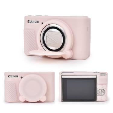 Imagem de MUZIRI KINOKOO Capa de silicone para câmera Canon PowerShot SX740 SX730 HS - Capa protetora de borracha macia SX730 SX740 HS com capa de lente removível - Capa Slim Fit SX740 sx730 HS - Rosa