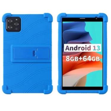 Imagem de Qiawum Capa para tablet PRITOM B8 20.3 cm silicone à prova de choque amigável para crianças capa protetora macia (azul)