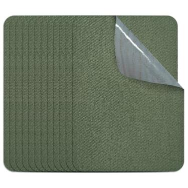 Imagem de Zesion 12 peças de remendos de tecido 100% algodão para conserto de roupas e calças (verde militar)