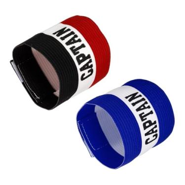 Imagem de YOKIVE Conjunto de braçadeira de capitão, emblema de braço protetor de nylon, flexibilidade ajustável, ótimo para treinamento de equipe, competições (azul preto vermelho, 11,8 x 3,5 polegadas)