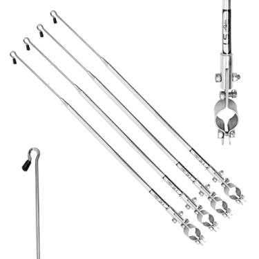 Imagem de Kit 4 Antena Moto Corta Pipa Fio Anti Cerol Linha Guidão Retrátil Reclinável Prata