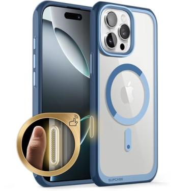 Imagem de SUPCASE para iPhone 16 Pro Max Capa com Botão de Captura de Controle de Câmera (UB Mag), [Compatível com MagSafe] [Proteção de Nível Militar] Capa Magnética Fina Transparente à Prova de Choque (Azul)