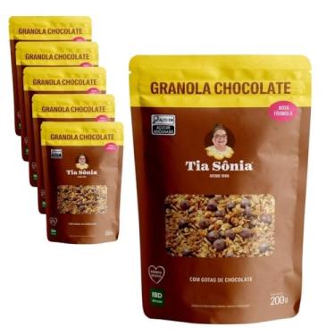 Imagem de Tia Sônia, Kit 6 Granola Gotas de Chocolate Coco Cereais 200g Tia Sônia