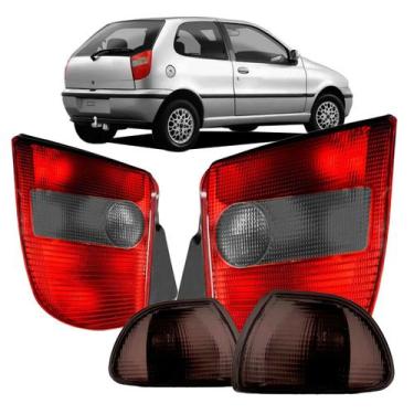Imagem de Par Lanterna Traseira Palio G1 1996 97 98 99 2000 Fumê + Piscas Fumê -