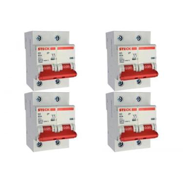 Imagem de Kit C/4 - Disjuntor Steck ''Din'' Bipolar 80A. C