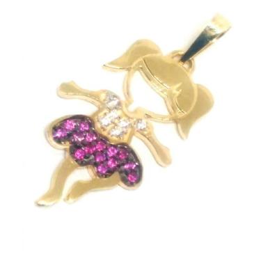 Imagem de Pingente de ouro 18k Filha com Pedras - Elegancy Joias