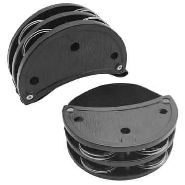 Imagem de 2 pandeiros para pés, agitadores de pés espessos lyfLux para adultos, tambores de colocação, guitarras, sinos de metal para shows, festas, cerimônias de boas-vindas (preto)