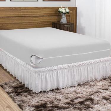 Imagem de Capa De Colchão Queen Casal Em Malha Gel (Helanca) e Zíper Prático - E