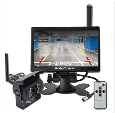 Imagem de Câmera retrovisora de carro sem fio, reversível, dupla reserva para caminhões, ônibus, escavadeira, trailer, trailer, ambulância/motor de bombeiros com monitor de 17 cm