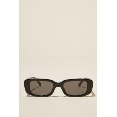 Imagem de Óculos de sol estilo Sunglass retangular feminino em acetato preto - B
