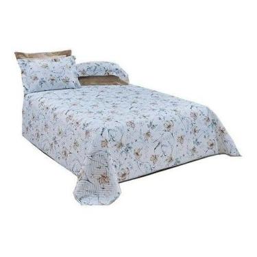 Imagem de Cobre Leito Queen Algodao Com Capa Travesseiro Lirio - Chrisney Bordad