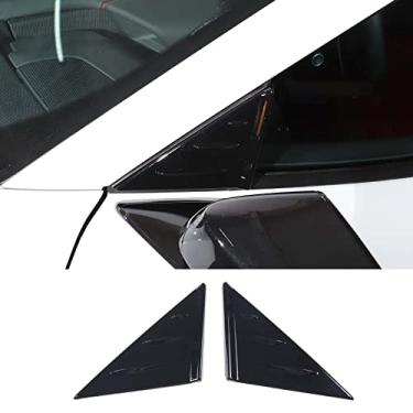 Imagem de Guarnição da capa do triângulo lateral do para-brisa dianteiro compatível com Corvette C8 Stingray 2020-2023 ABS 2 peças para porta de carro retrovisor lateral triangular acessórios de acabamento