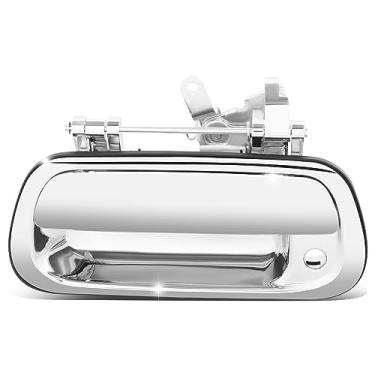 Imagem de DNA MOTORING Maçaneta traseira externa compatível com Toyota Tundra 00-06, sem orifício para câmera, com buraco de fechadura, cromado, OEM-THO-00187