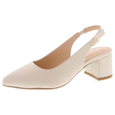 Imagem de Salto feminino com bico fino, salto baixo, salto médio, Creme, 38