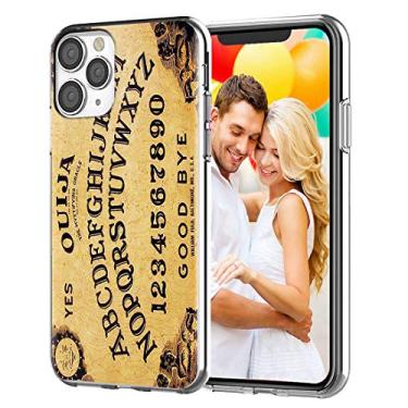 Imagem de ARTIOSIT Capa projetada para iPhone 12 Pro Max, capa protetora de corpo inteiro fina feminina de borracha transparente com design bonito para iPhone 12 ProMax, jogo engraçado amarelo Ouija Board