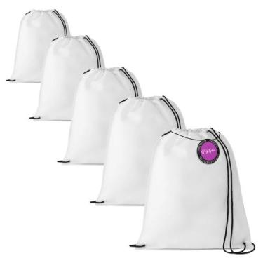 Imagem de Kit 5x Mochilas tipo Saco Gym Sack em TNT Premium 33x40cm Marino TopGe