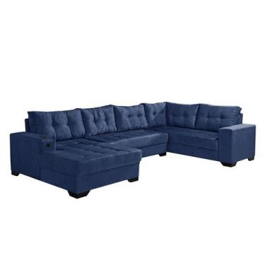 Imagem de Sofá de Canto 6 Lugares Dijon com Chaise Esquerdo e Entrada USB Suede 