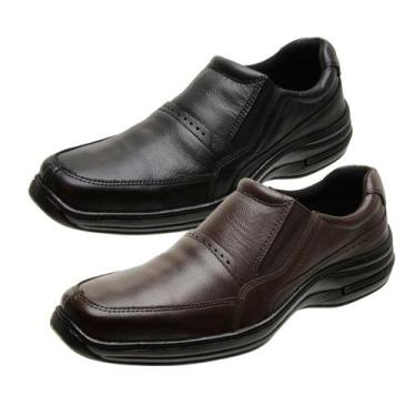 Imagem de Kit 2 Sapatos Social Masculinos Solado Costurado Macio Resistente e Co