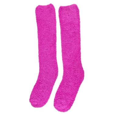 Imagem de Meia Pelúcia Feminino Adulto 3/4 Cano Alto Longa Inverno Proteção Frio