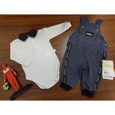 Imagem de Kit Macacão Jardineira + Body Luxo Bebe Menino Paraiso 10139 - Paraíso