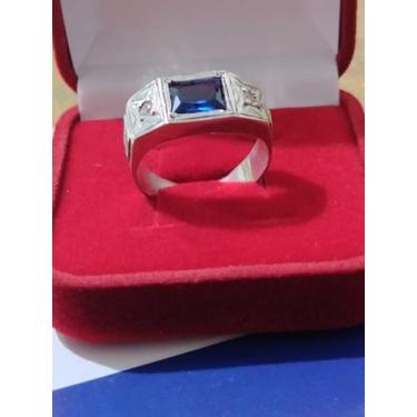 Imagem de Formatura Masculino Anel Prata 950 Topo 10 mm Pedra 8 x 6 mm Zircônia 