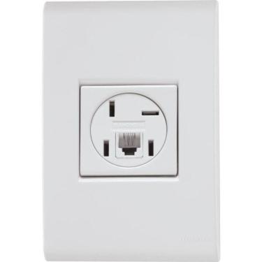 Imagem de Conjunto 4 X 2 Com 1 Tomada  4p E Rj11 Liz Branco - Tramontina