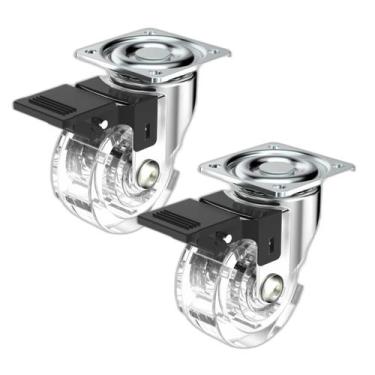 Imagem de (2pçs) Roda C/ Rolamento 50mm C/ Freio Gel 50kg Por Rodízio - SOPRANO