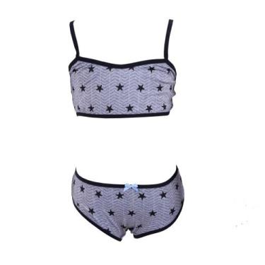 Imagem de Conjunto de Lingerie Infantil Menina Moça sem Bojo Estampado - Kit Man