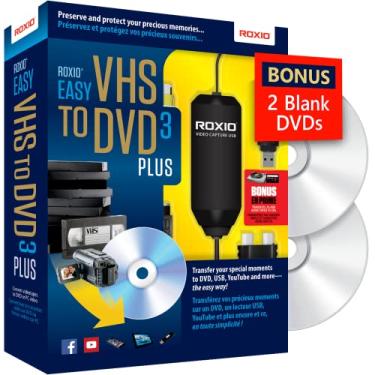 Imagem de Roxio Easy VHS para DVD 3 Plus | VHS, Hi8, V8 conversor de vídeo para DVD ou digital | 2 DVDs bônus exclusivos da Amazon [Windows]