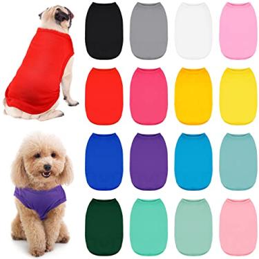 Imagem de 16 peças de camisetas macias para cães, roupas básicas para animais de estimação, roupas em branco macias e respiráveis para cães, gatos, filhotes de estimação (GG)