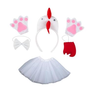 Imagem de Vaveren Fantasia de frango fantasia de animal de fazenda para cosplay de férias adereços meninas crianças, Branco