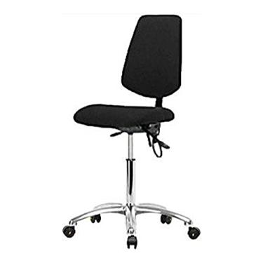 Imagem de Thomas 1163R88 Cadeira de tecido ESD com altura média para banco com encosto médio, base cromada, sem inclinação, sem braços, sem anel de pé, rodízios ESD, preto