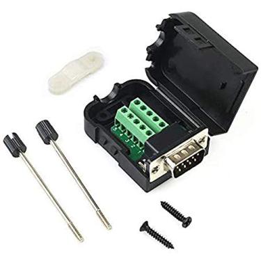 Imagem de Conector F-ber Male/fêmea DB9 9 Pin D-SUB Placa terminal de plástico sem solda para parafuso terminal conector módulo de sinal, Male-Screw