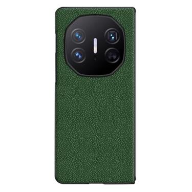 Imagem de HAO RIYLN Capa de telefone para Huawei Mate XT, capa de proteção de couro liso ultrafino textura de seixo antiderrapante à prova de choque elegante capa minimalista, verde, Mate XT