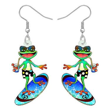 Imagem de RAIDIN Brincos de sapo de anime fofos criativos de acrílico para mulheres e meninas, hipoalergênicos, com gancho, joias para presentes, pingentes, Acrílico, Sem pedra preciosa