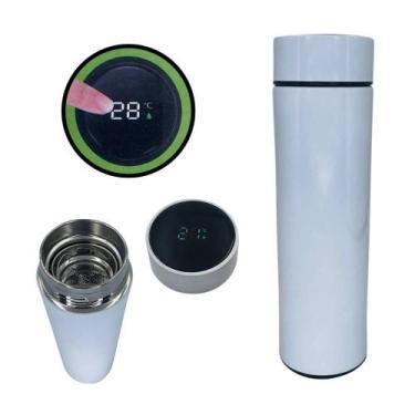 Imagem de Garrafa Isotérmica Branca Inox 500ml Com Visor Touch de Led - Home&Mor